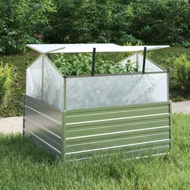furnicato Garten-Hochbeet mit Gewächshaus 100 x 100 x 85 cm Silber
