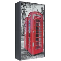 Rollladenschrank Motiv rote Telefonzelle vor dem Big Ben rot, easyOffice, 110x204x41.5 cm