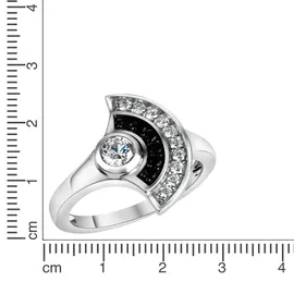 VIVANCE Fingerring "925-Sterling Silber rhodiniert Zirkonia" Gr. 54, weiß, Fingerringe, Damen, 054 (17,2), Silber 925 (Sterlingsilber), Fingerring