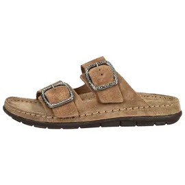 ROHDE Damen Pantolette mit zwei Schnallen aus Velourleder Rodigo-D 5893, Größe:39 EU, Farbe:Beige - 39