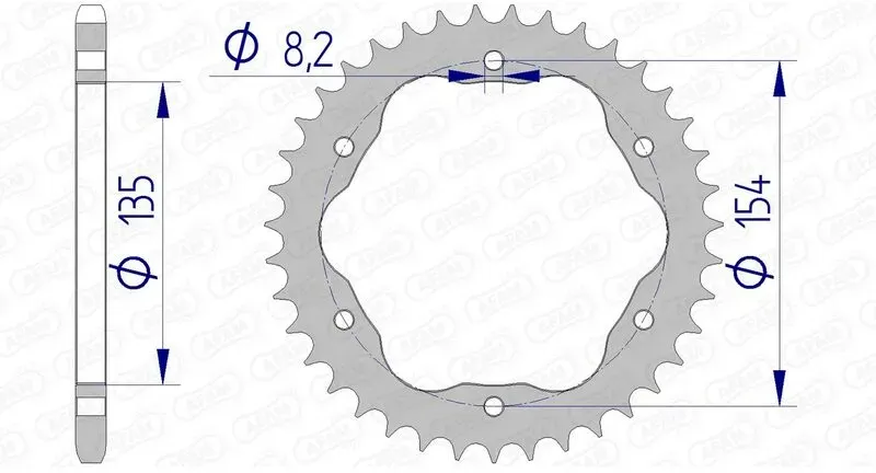 AFAM Aluminium Kettenrad 51804 - 520 - Benötigt einen Ritzelträger