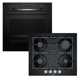Bosch Herdset Bosch Backofen Schnellaufheizung + Gaskochfeld autark 60cm - Schwarz