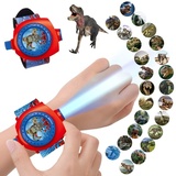 BSTCAR Dinosaurier Projektionsuhr mit 24 Bildern, 2 In 1 Digitale Projektionsuhr Armbanduhr Cartoon Elektronischer 3D Armbanduhr Spielzeug Geschenk Kinder Jungen