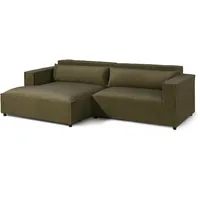 Livora Eckcouch Polyester Velours 2-Sitzer Grün