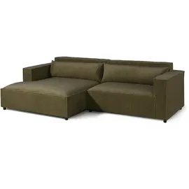 Livora Eckcouch Polyester Velours 2-Sitzer Grün