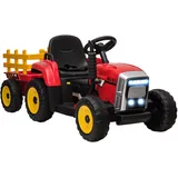 Homcom Elektrischer Traktor Kinder Aufsitztraktor mit MP3 Funktion, 3-6KM/H, Rot