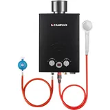 Camplux - Gas-Wassererwärmer 6L/min Mit Regenschutz, 11KW Durchlauferhitzer mit Propan/Butangas - BW158BC-DE - 50 mbar - Schwarz