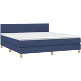 vidaXL Boxspringbett mit Matratze Blau 180x200 cm Stoff