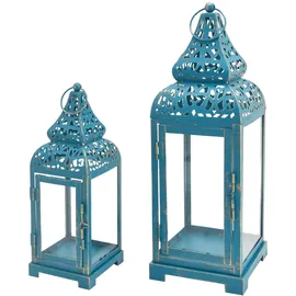 Mobili Rebecca Kerzenhalter Laterne Metall Blau