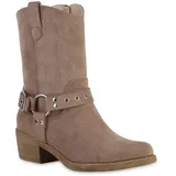 VAN HILL Cowboy Boots in Khaki Velours