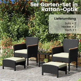 Yaheetech Rattan Set 5-tlg. Schwarz/Beige