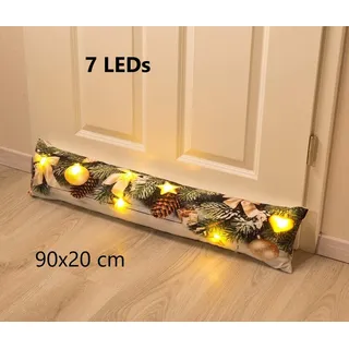 Infactory Zugluftstopper-Deko-Kissen mit Kerzen-Motiv, 3 LEDs, 90 x 20 cm