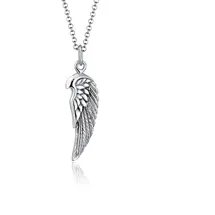 KUZZOI Halskette Herren Flügel Feder Boho 925 Silber grau