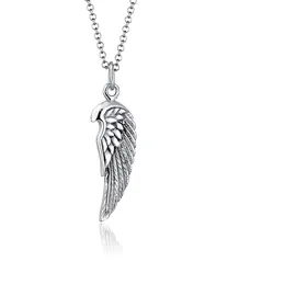 KUZZOI Halskette Herren Flügel Feder Boho 925 Silber grau