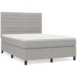 vidaXL Boxspringbett mit Matratze Hellgrau 140x200 cm Stoff