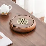 Gongfu Teetablett Massivholz-Teetablett, Topfträger, Trockenbrautisch, chinesisches Tee-Set, Wasseraufbewahrungstopf, Kissen, Topfbasis für Teetisch