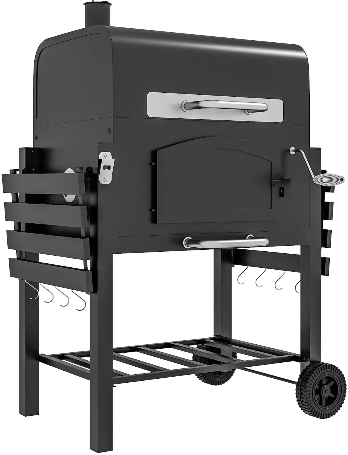 Outsunny Holzkohlegrill mit Thermometer schwarz 124L x 66B x 112H cm