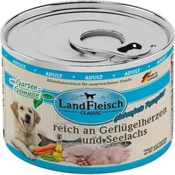 LandFleisch Hund Classicgeflügelherzen & Seelachs mitgartengemüse 6x195g