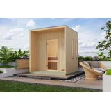 Saunahaus Außensauna Gartensauna ARCADIA mit Vorraum naturbelassen ohne Zubehör 73mm gedämmte Elemente 220x217x244 cm