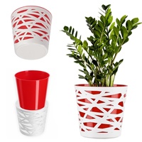 Kadax Blumentopf aus Kunststoff, Pflanztopf rund, 19 cm, Rot
