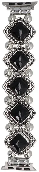 Neue Armbanduhr GlacierX Vintage Stones Stretch Bracelet Jet Black für Apple Watch 38/40/41mm Schwarz