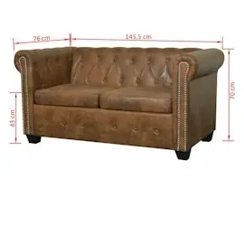 vidaXL Chesterfield-Sofas 2-Sitzer und 3-Sitzer Braun