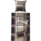 Erwin Müller Edel Flanell Bettwäsche in braun-anthrazit | 135x200 cm 80x80 cm)