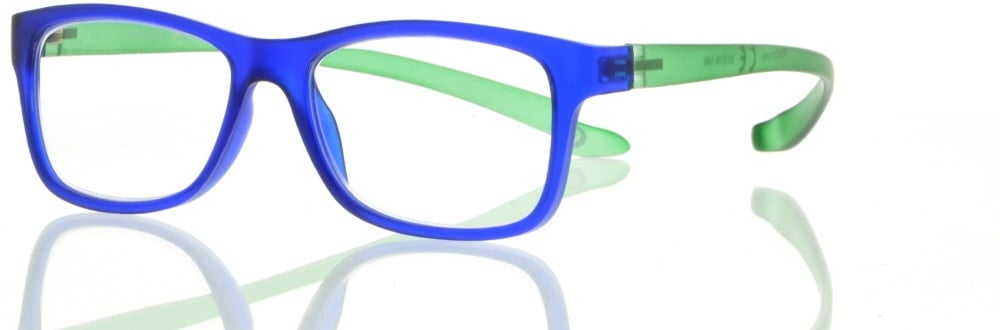 Lesebrille blau grün mit Bügeln zum umhängen