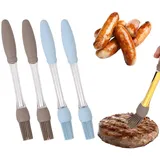 lasuroa 4 Stück Fettpinsel zum Kochen, Hitzebeständiger Silikon Kochpinsel für BBQ Backen Grillen Küchenhelfer für Haushalt & Outdoor (Blau, Grau)