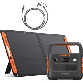 Jackery E1000 v2 Tragbare Powerstation mit 100W Solarpanel mit 5M DC Solarpanel Verlängerungskabel, 1070Wh LiFePO4 Solargenerator,1 Std. Schnellla...