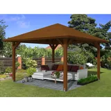 SKANHOLZ Skan Holz Holz-Pavillon Cannes 2 Nussbaum lasiert 359 cm x 359 cm