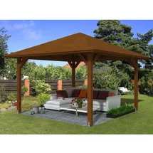 SKANHOLZ Skan Holz Holz-Pavillon Cannes 2 Nussbaum lasiert 359 cm x 359 cm