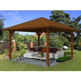 SKANHOLZ Skan Holz Holz-Pavillon Cannes 2 Nussbaum lasiert 359 cm x 359 cm