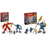 LEGO NINJAGO Kais Feuermech, Actionfiguren-Spielzeug für Kinder & NINJAGO Jay Battle Mech, Ninja-Spielzeug für Kinder mit Figuren inkl. Jay-Minifigur