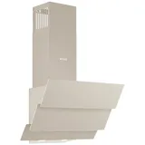 Wiggo Dunstabzugshaube 50cm kopffrei I Abluft Umluft Dunstabzug 300m3/h - LED Touch-Display 3 Stufen I Schräghaube inkl. Fettfilter & 2x Kohlefilter I Abzugshaube mit 3 teiliger Glasfront creme