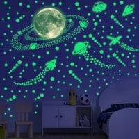 KAMEUN Weltraumthema Leuchtsterne Selbstklebend Wandsticker, Meteore Sterne und Mond Sternenhimmel Aufkleber Wanddeko, Leuchtsticker Wandtattoo für Kinderzimmer Schlafzimmer