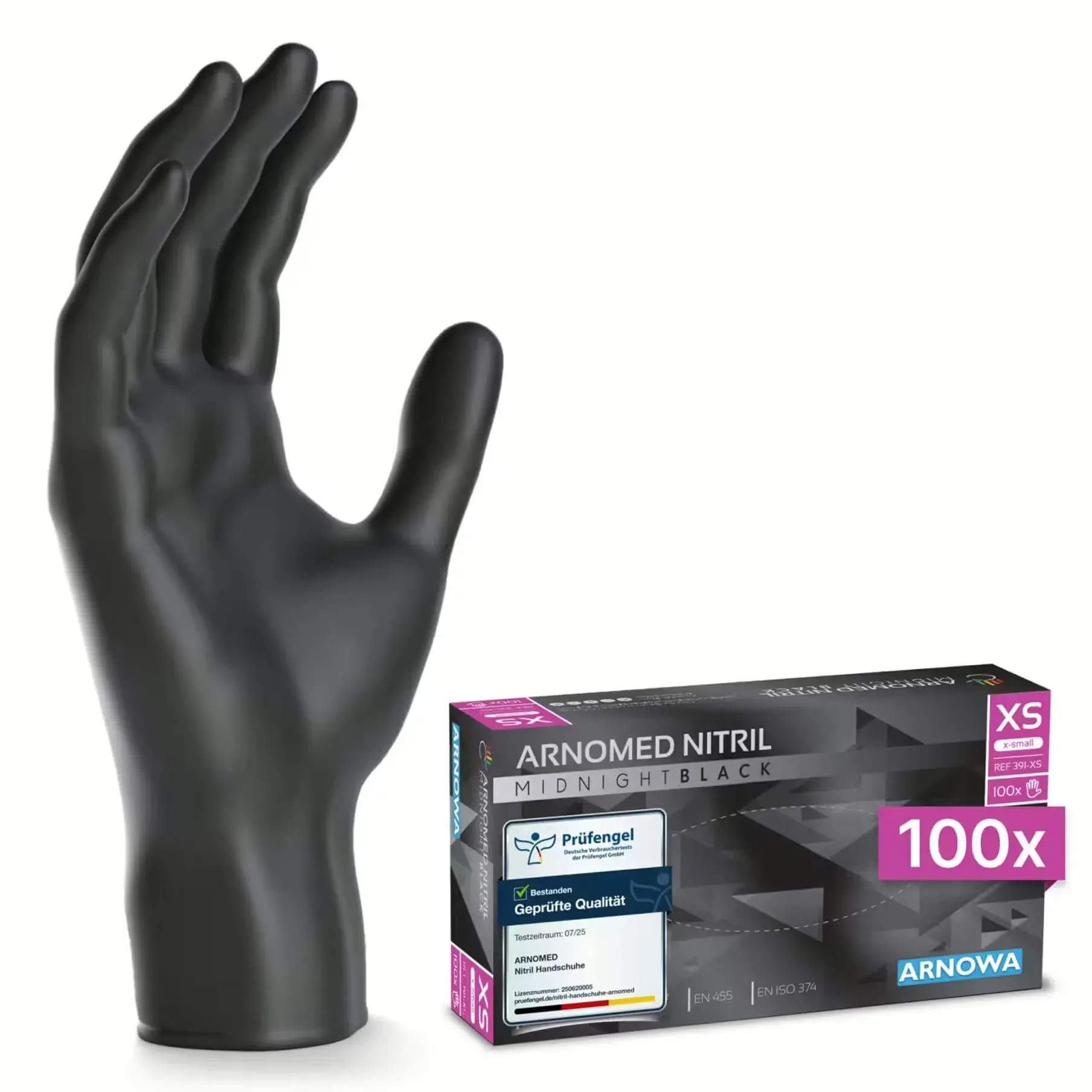 ARNOMED CLASSIC NITRIL MIDNIGHT BLACK Nitrilhandschuhe schwarz puderfrei 6/XS