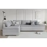 INOSIGN Ecksofa »Boxspringbett Night & Day L-Form mit Dauer-Schlaffunktion mit Armlehne«, mit Boxspring-Bettfunktion 180x200 cm und Bettkasten, Dauerschläfer! grau