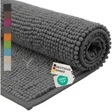 nyvi Badematte NYVISpa Chenille Rechteckig - Badezimmerteppich - Rutschfest, Saugfähig, Schnell Trocknend, Fußbodenheizung geeignet, Waschbar, Weich Farbe:Grau;Größe:Badematte 60x90 cm