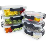 eaze life Glas Frischhaltedosen 6er Set Vorratsbehälter für Essen 3 x 1040ml + 3 x 370ml"