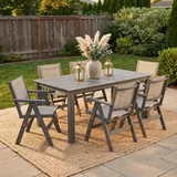 Williamspace Allwetter-Outdoor-Esstisch mit Schirmloch aus High-Impact-Polystyrol, wetterfest & pflegeleicht, für Terrasse, Garten & Balkon,dunkel... - Dunkelgrau