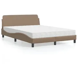 Bett mit Matratze 140x190 cm in Cappuccino-Braun – Stil und Komfort perfekt kombiniert