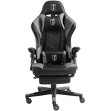 Trisens Gaming Stuhl im modernen Racing-Design mit ausziehbarer Fußstütze Gaming Chair mit verstellbaren Design Armlehnen ergonomischer Schreibtischstuhl mit extra Stützkissen