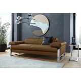 W.Schillig 2-Sitzer finn, German Design Award 2016, Fußgestell Chrom glänzend, Breite 210 cm braun