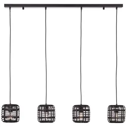 BRILLIANT Pendelleuchte "Crosstown", schwarz (holz dunkel, schwarz), H: 106cm, Lampen, Hängelampe 4flg holz dunkel/schwarz
