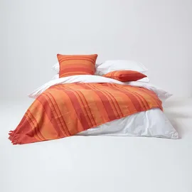 Homescapes Morocco Tagesdecke 225 x 255 cm Orange/Terracotta gestreift
