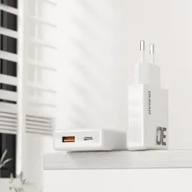 DUDAO GaN A30EU 30W USB-A / USB-C Wandladegerät Weiß
