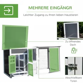 PawHut Hühnerstall 160 x 75 x 80 cm Grau/Weiß