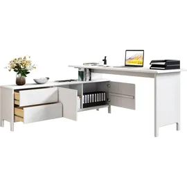 Home Affaire Eckschreibtisch Luven Kiefer massiv / Weiß