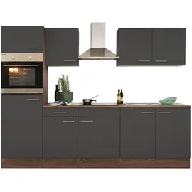 Respekta Küchenzeile Economy Eiche York Nachbildung 270 cm grau